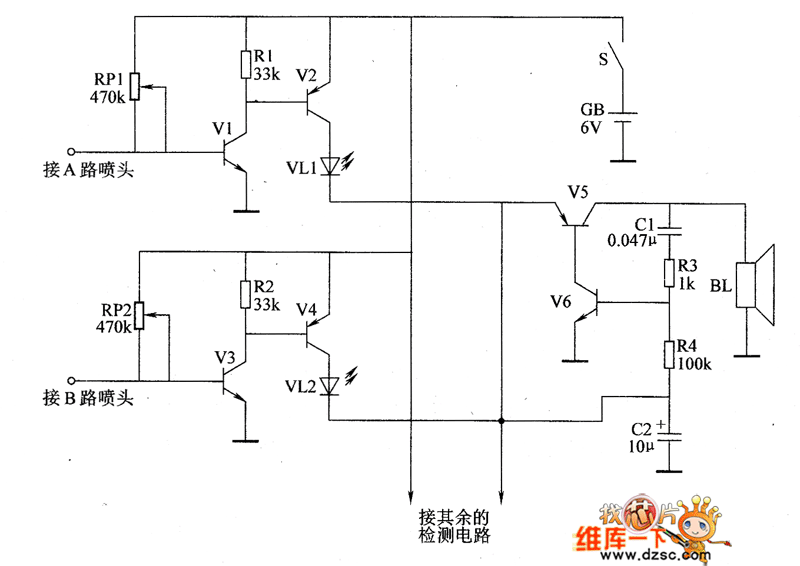 播種機(jī)種子通道堵塞報警器電路圖(二)