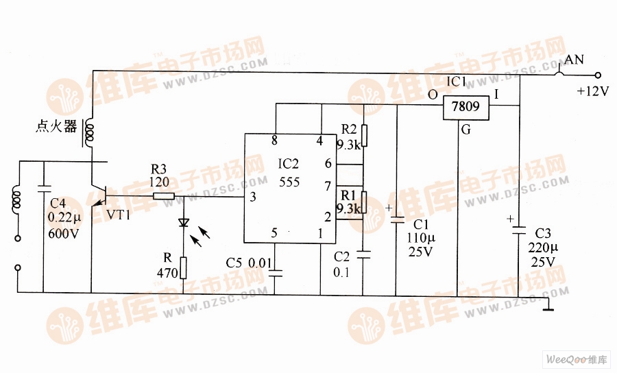 汽車電子點火器電路圖